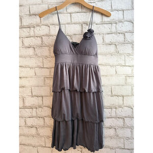 American Dream Gray tiered Y2K spaghetti strap dress size small